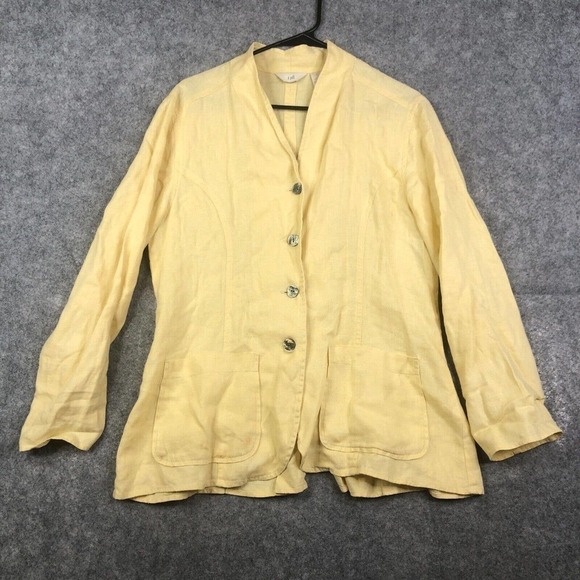 J Jill Cardigan Jacket Women's Size Small 4 Button Up Yellow Linen Casual - Picture 1 of 8